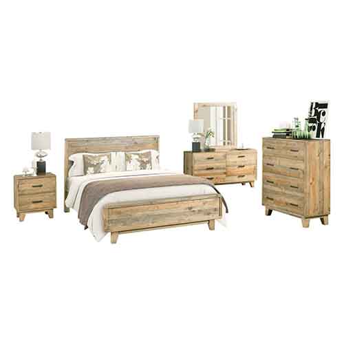 Woodland Solid Pine Timber 5 Pcs Bedroom Suite In Rustic Texture In Multiple Size